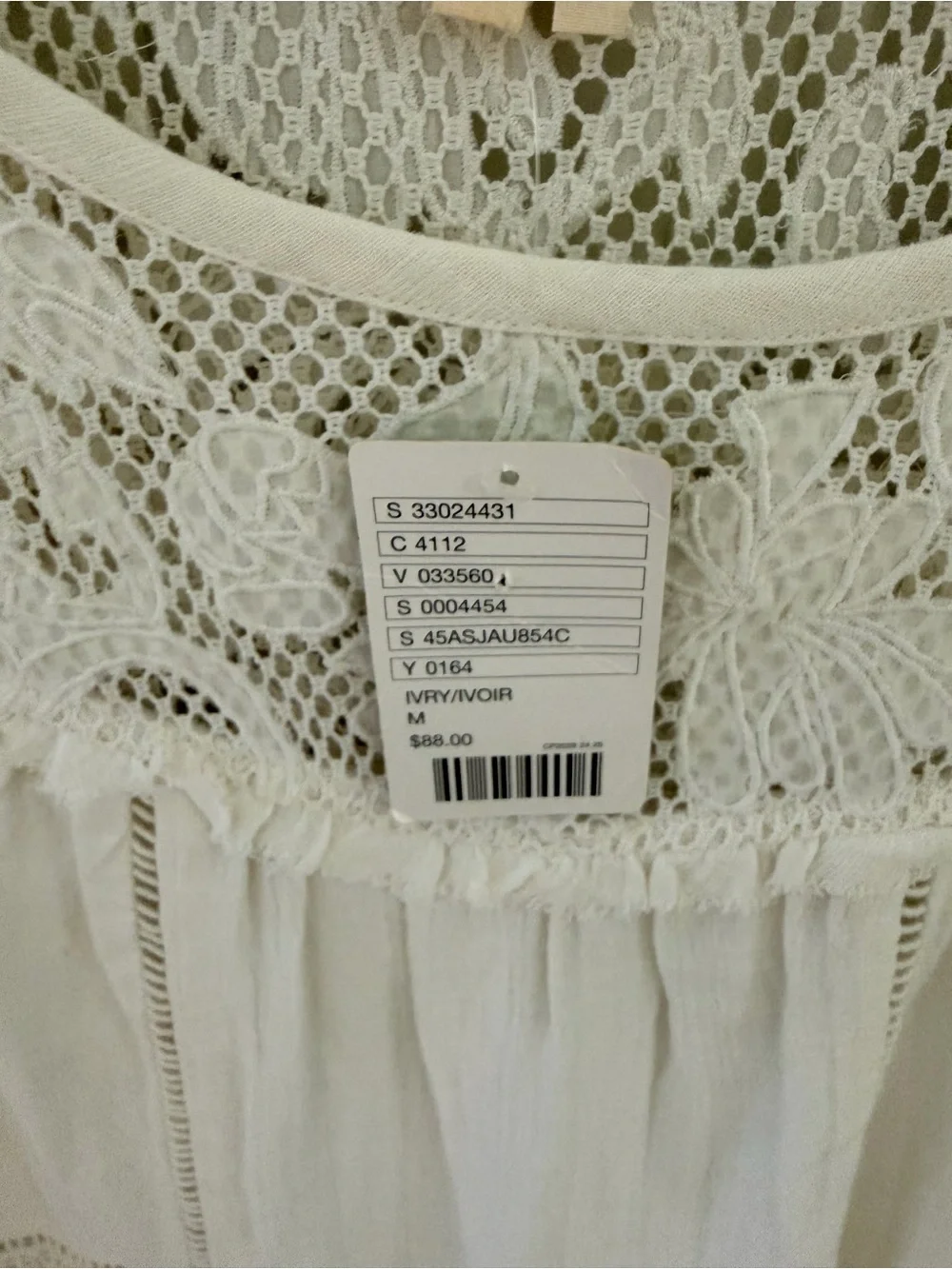 NWT -Anthropologie Meadow Rue Cream Crochet Lace Top